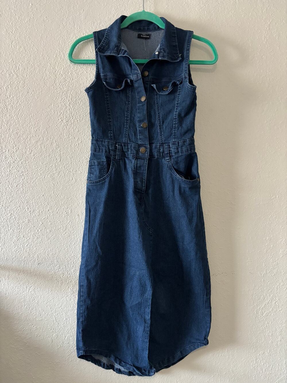 Vintage Y2K BEBE Denim Dress Shirt Dress Size M